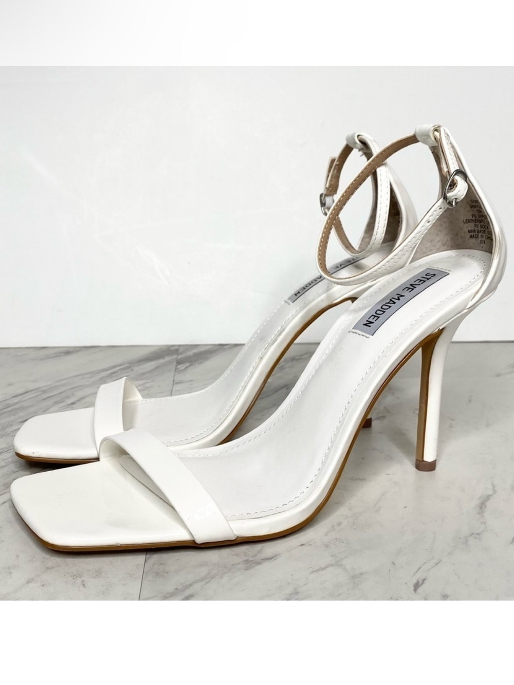 Steve Madden Shaye Square Toe White Heeled Sandal 10M